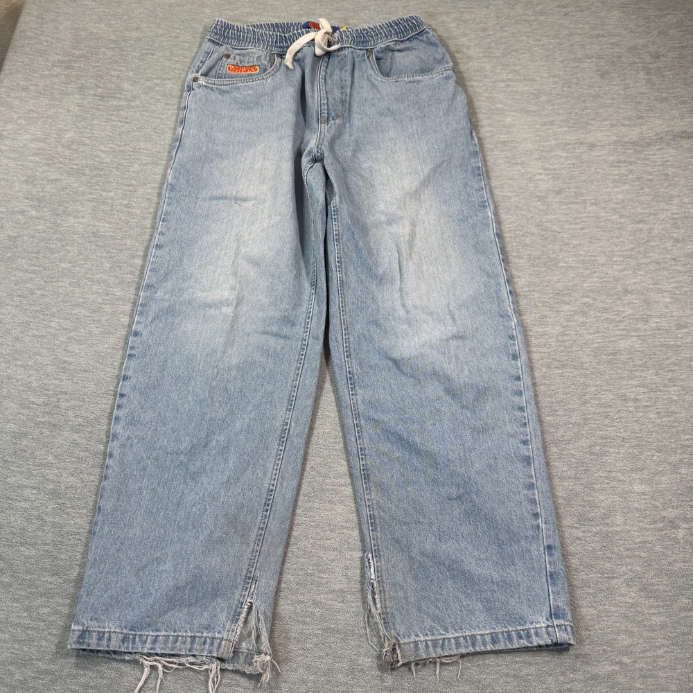 Empyre Pants Men‎ Small Blue Wide-Leg Elastic Waist Drawstring Skate Denim Jeans